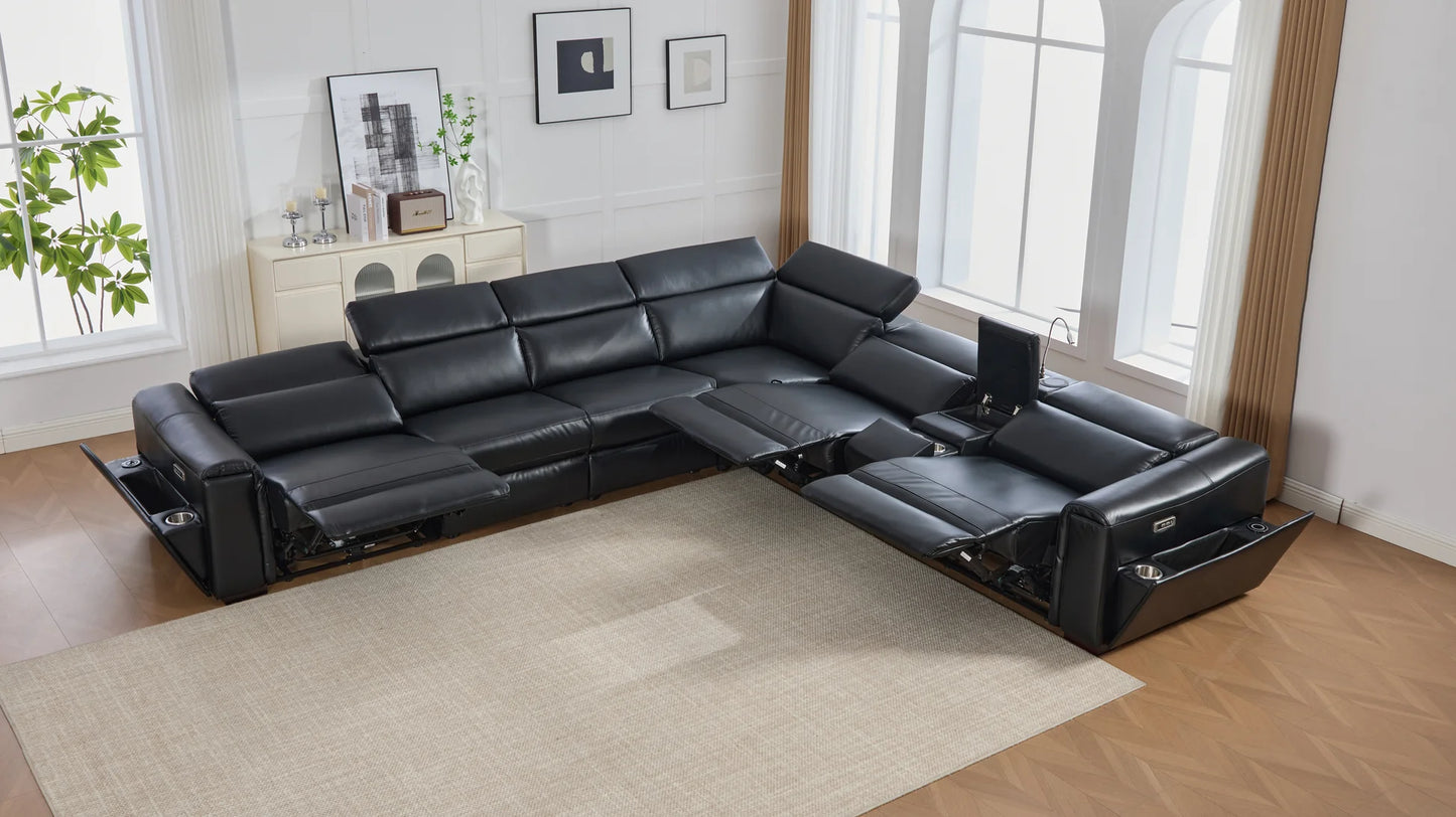 S681 Divani Power Black Reclining Sectional