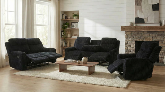 S8585 Grace Black Reclining Sofa & Loveseat