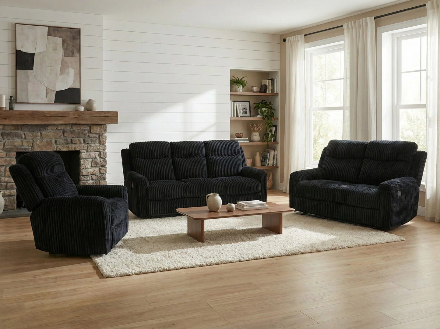 S8585 Grace Black Reclining Sofa & Loveseat