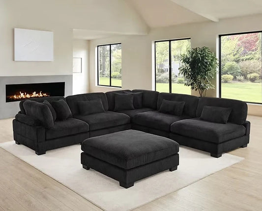 S862 Supreme Black 6pcs Oversized Sectional