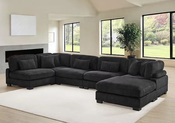 S862 Supreme Black 6pcs Oversized Sectional