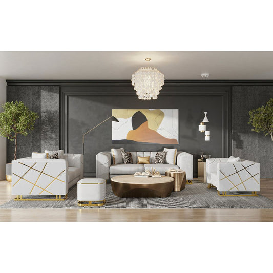 S901 Designer (Off White) - Sofa & Loveseat