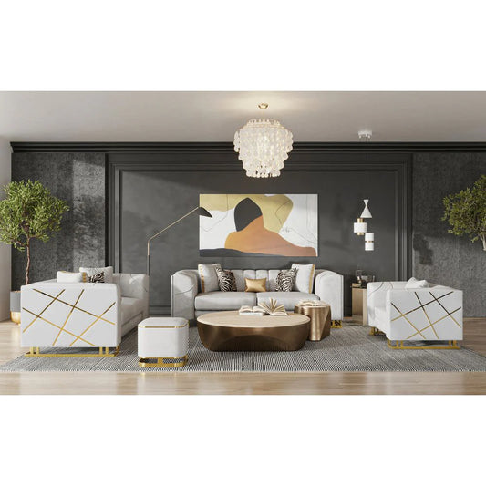 S901 Designer (Off White) Sofa & Loveseat