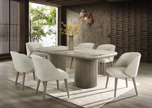 SAMARA - (GENUINE MARBLE) 7pcs Dining Set