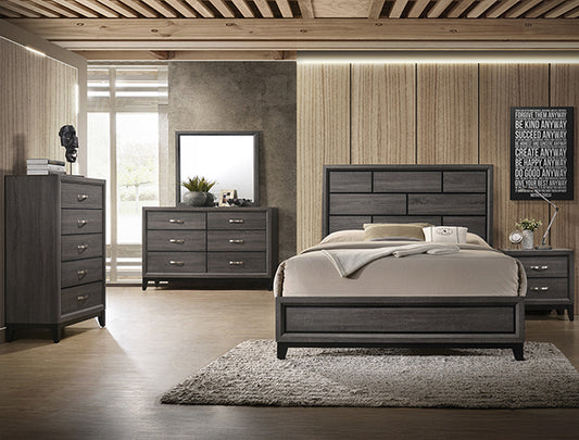 Setb4620 5pcs Akerson Grey Bedroom Set