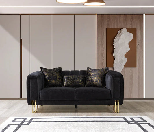 Santana Black Velvet Loveseat