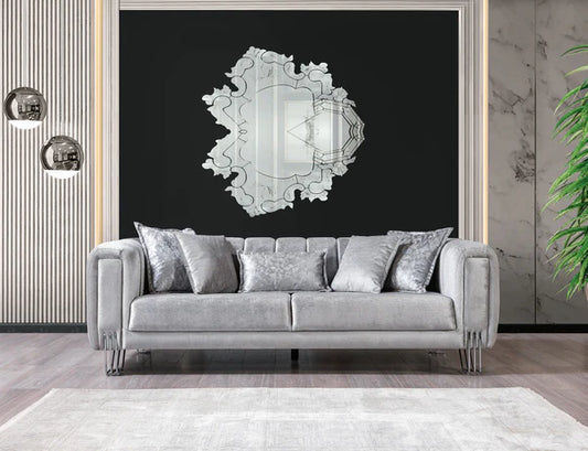 Santana Silver Velvet Sofa
