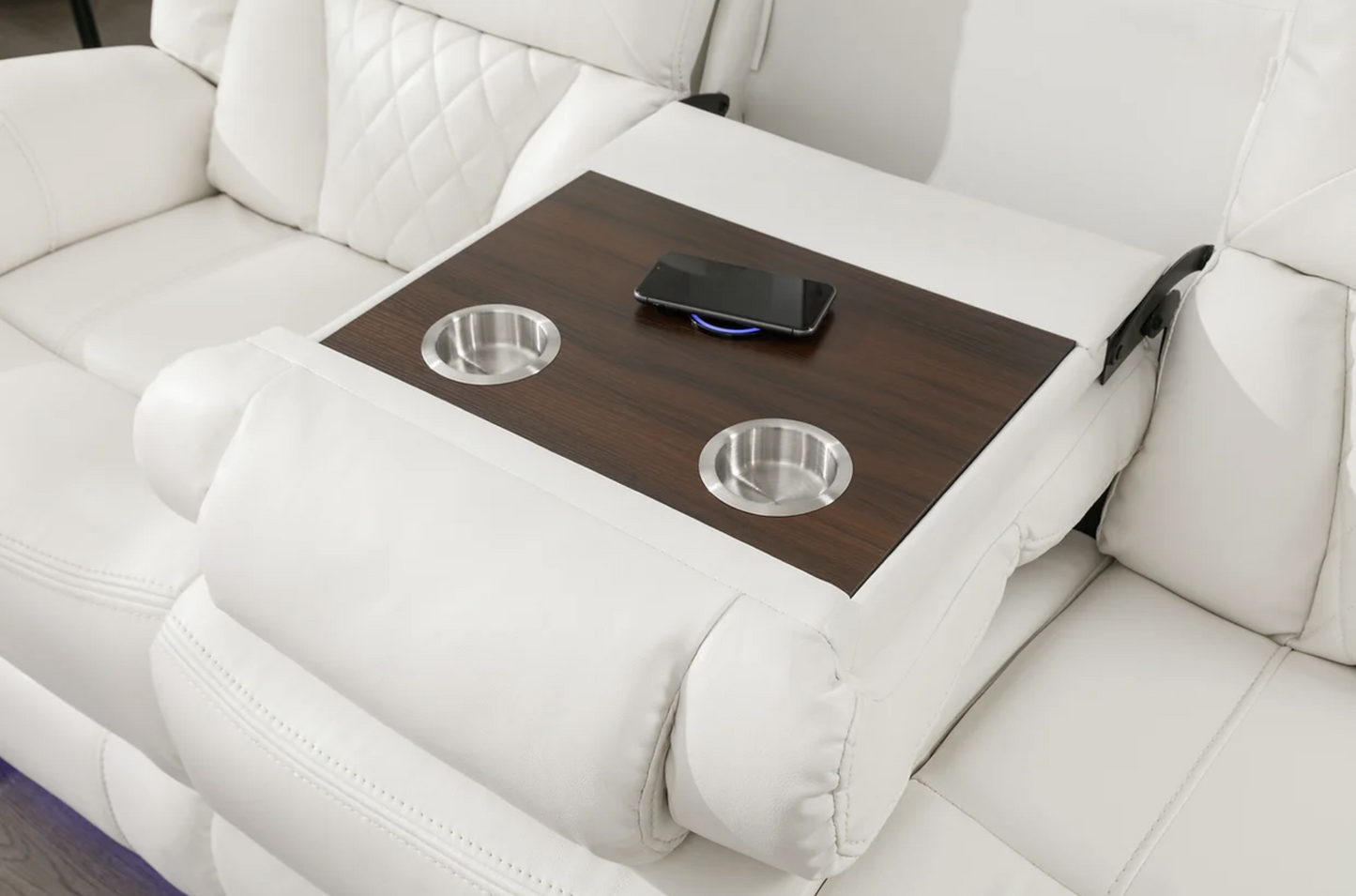 3pcs Party Time White Leather Gel Power Reclining Sofa Set