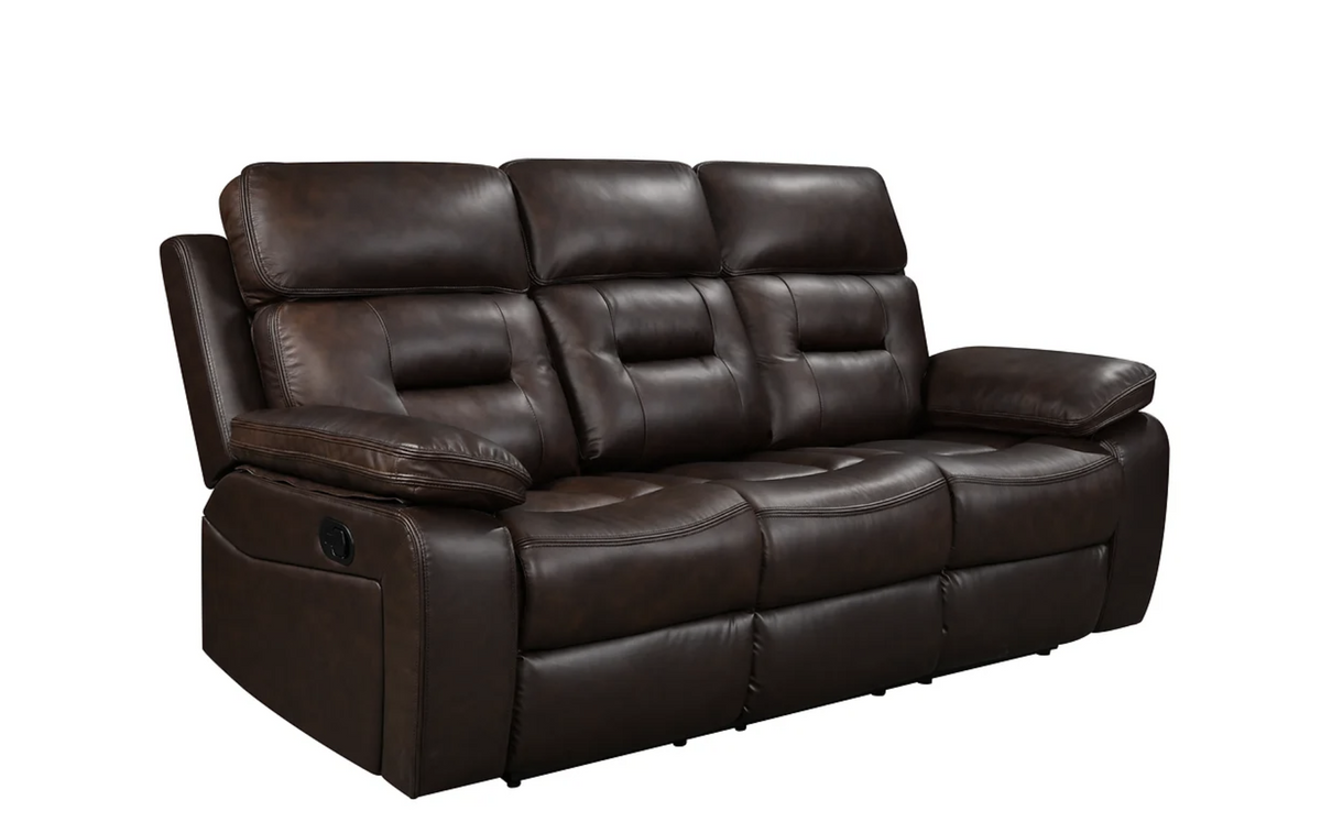 3pcs Dallas Brown Leather Reclining Sofa Set