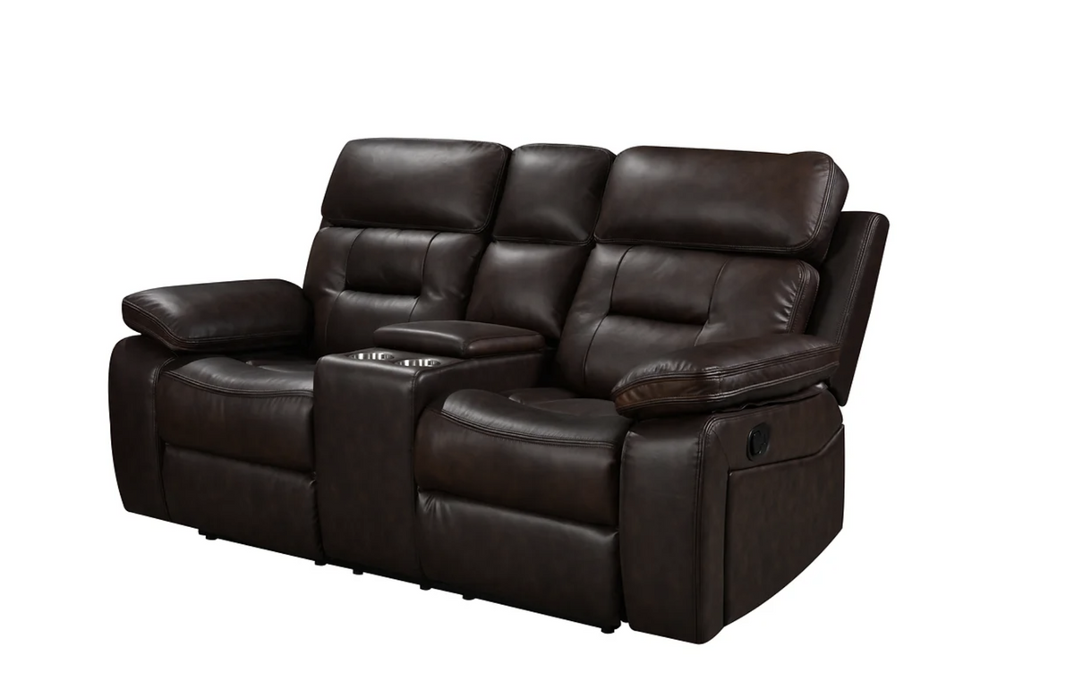 3pcs Dallas Brown Leather Reclining Sofa Set