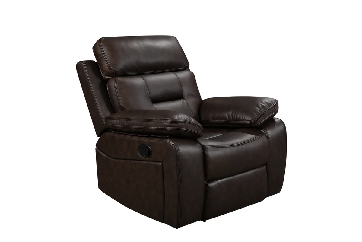 3pcs Dallas Brown Leather Reclining Sofa Set