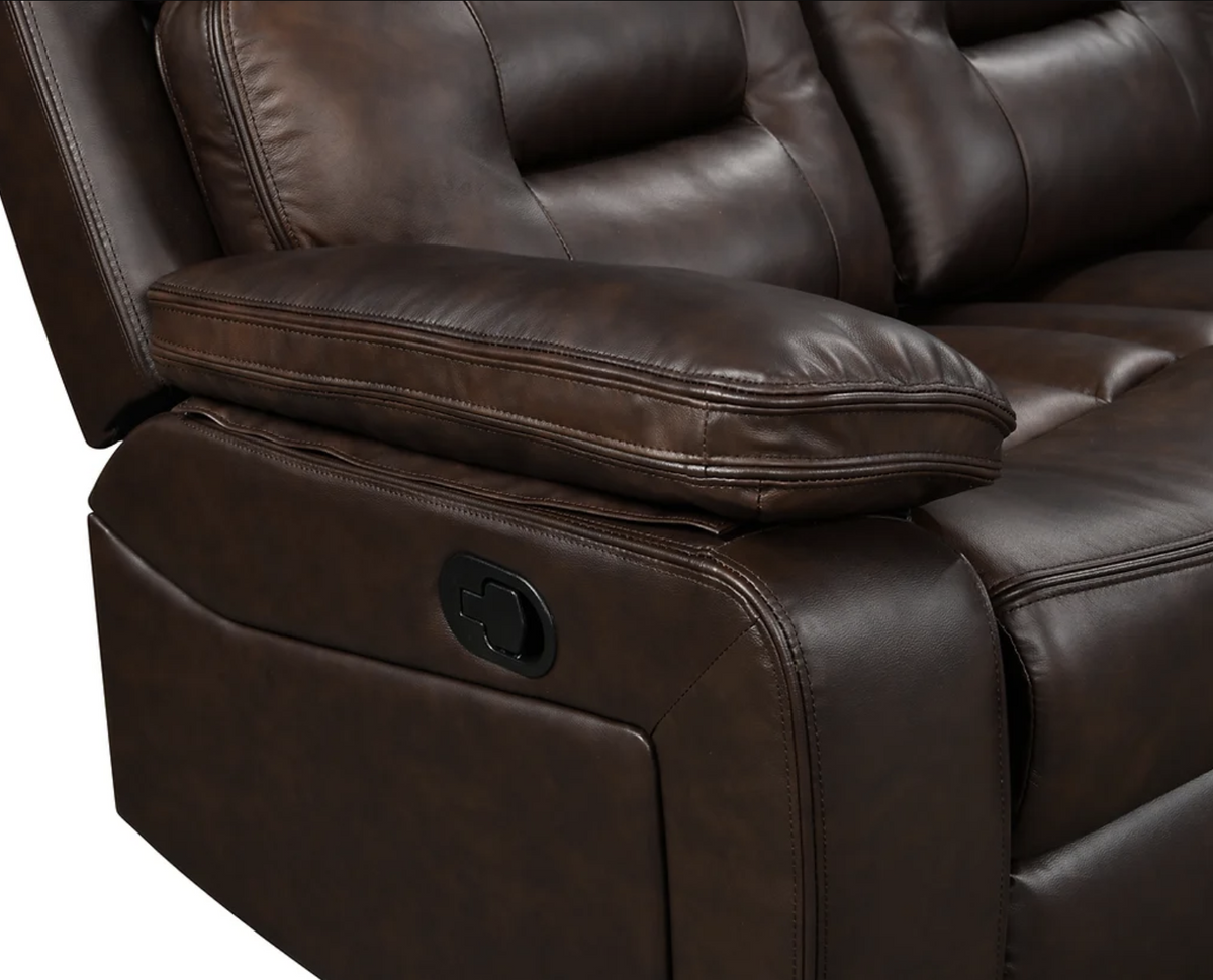 3pcs Dallas Brown Leather Reclining Sofa Set