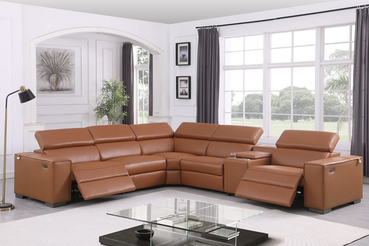 6pcs MI-631 Picasso Camel Leather Power Sectional