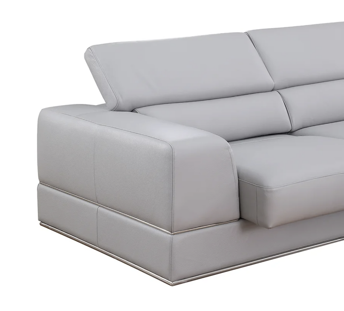 4pcs Pella 6A Light Grey Top Grain Leather Sectional