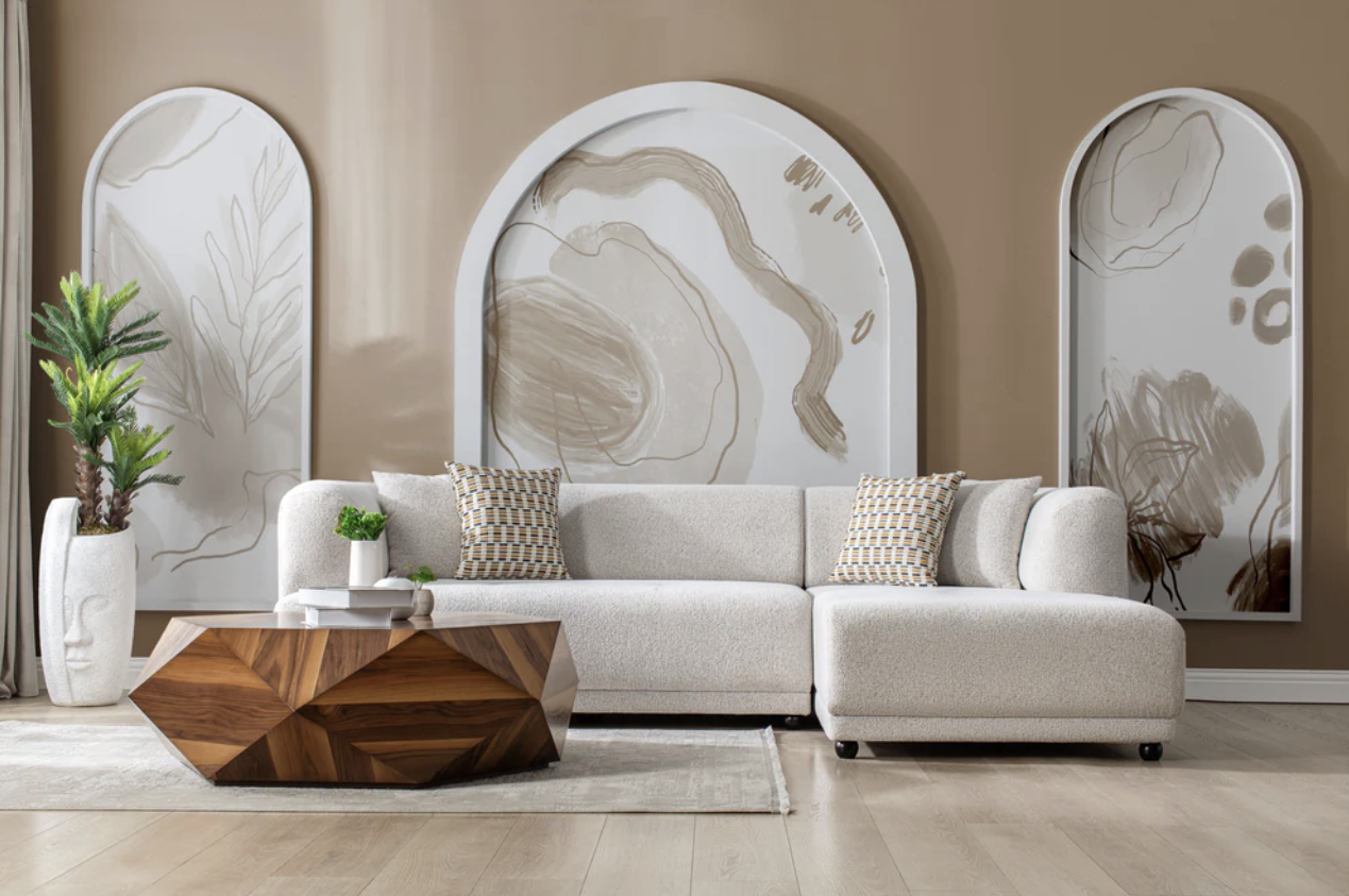 2pcs Lyna Ivory RAF Sectional