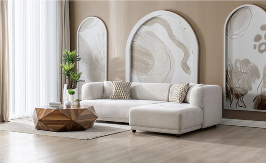 2pcs Lyna Ivory RAF Sectional