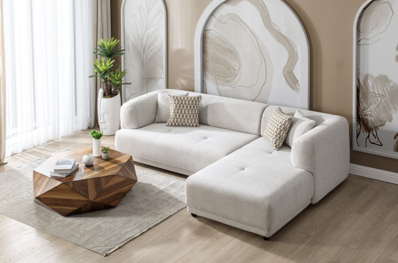 2pcs Lyna Ivory RAF Sectional