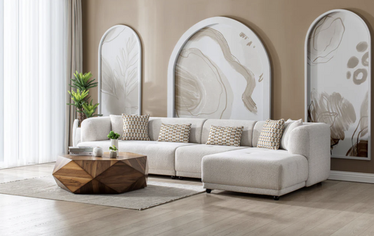 3pcs Lyna Ivory RAF Sectional
