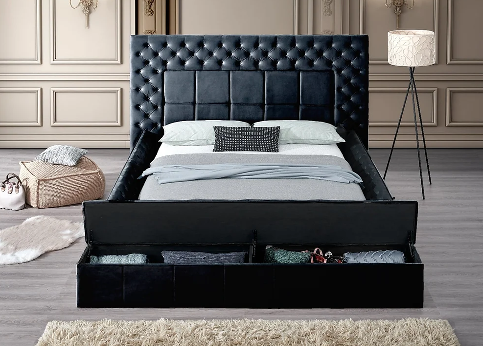 Emerald Black Storage Bed Frame