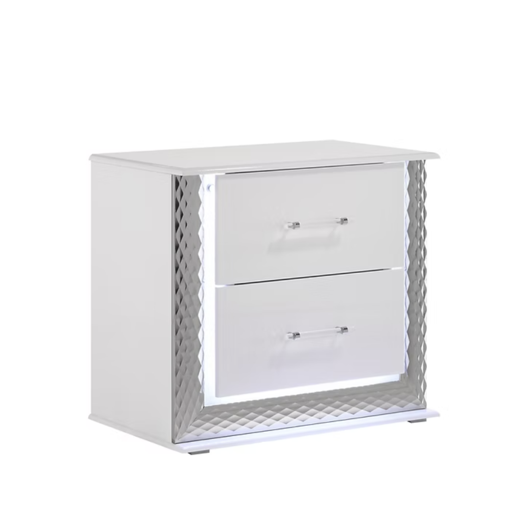 4pcs B79 Dina White Highgloss LED Bedroom Set