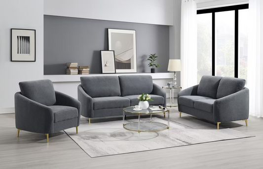 3pcs or 2pcs S160 Lila Grey Boucle Sofa & Loveseat Set
