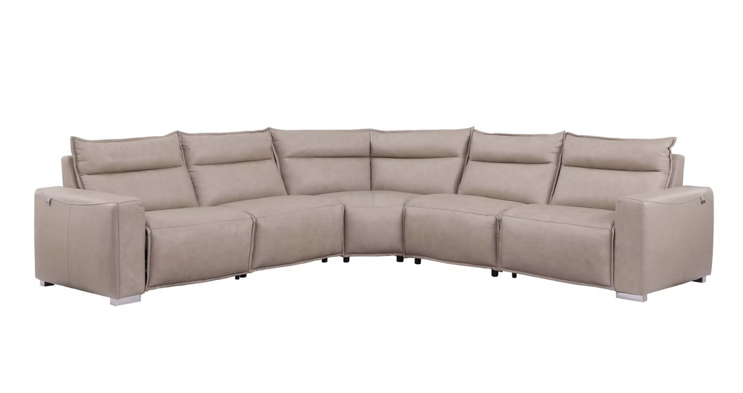 MI-1235 Sierra Beige Italian Leather Power Sectional