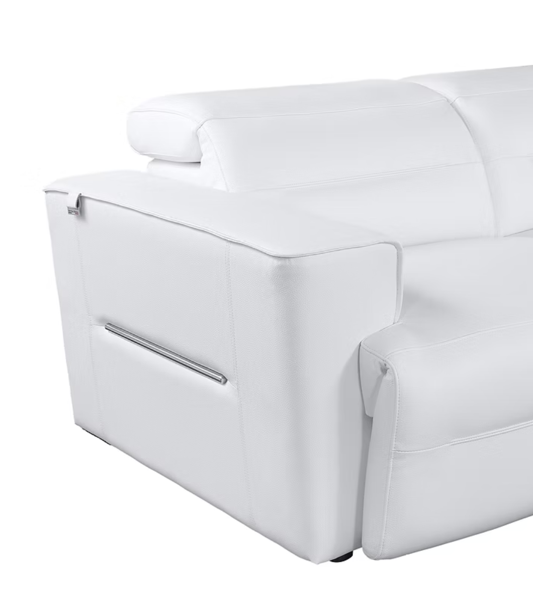 MI-1260 Nexus White Italian Leather Power Sectional