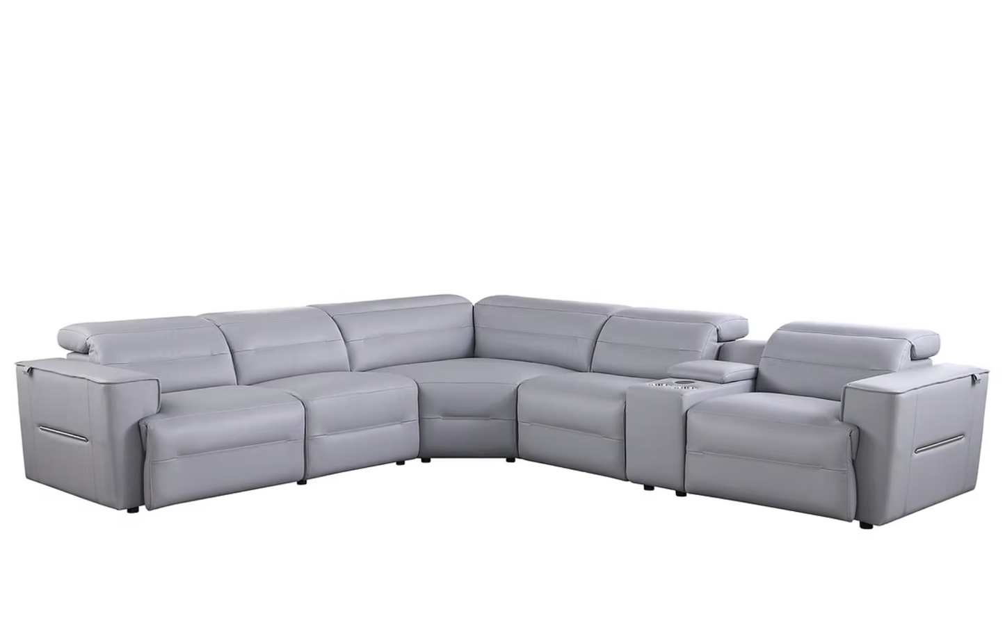 MI-1260 Nexus Light Blue Italian Leather Power Sectional
