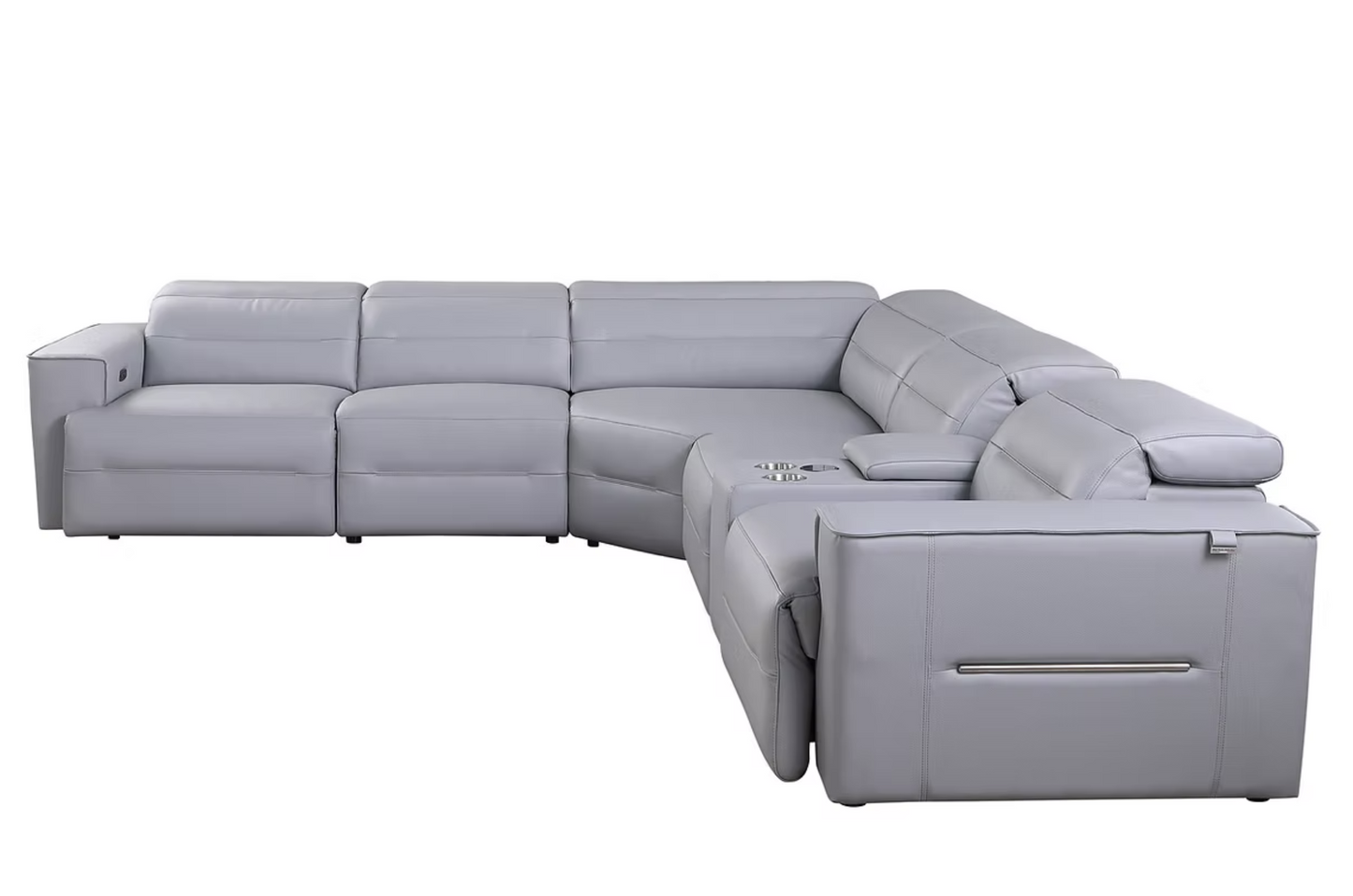 MI-1260 Nexus Light Blue Italian Leather Power Sectional