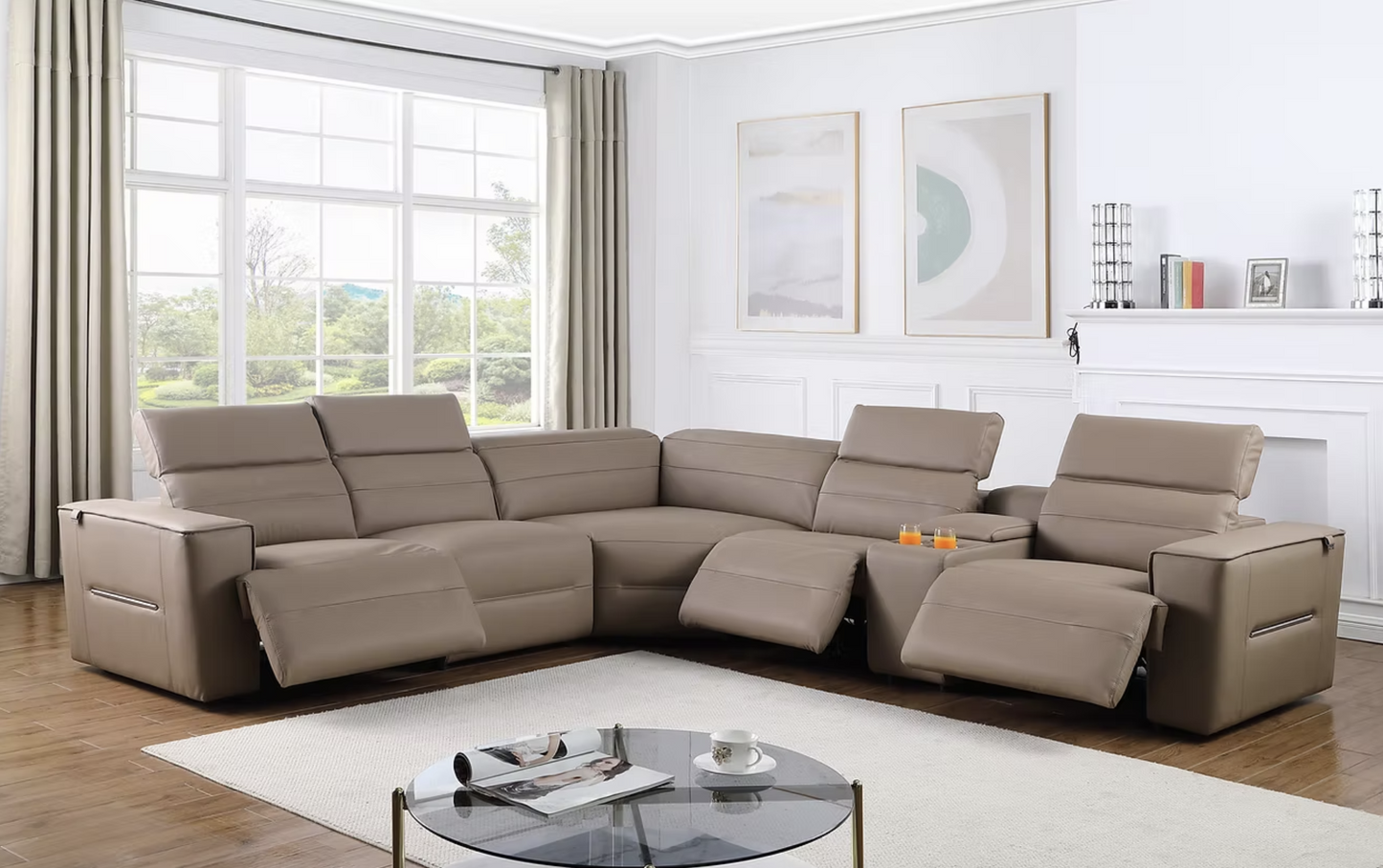 MI-1260 Nexus Brown Leather Power Sectional