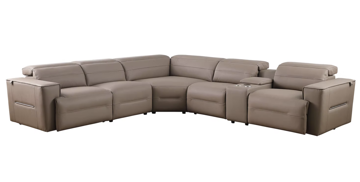 MI-1260 Nexus Brown Leather Power Sectional