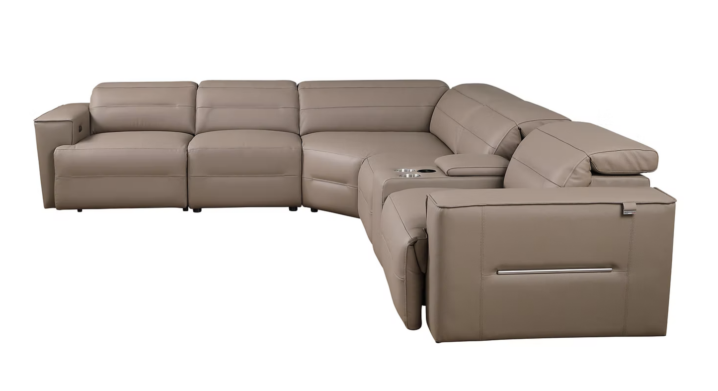 MI-1260 Nexus Brown Leather Power Sectional