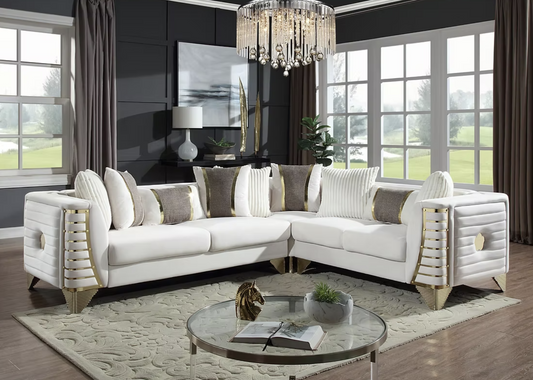 S4020 Donovan Cream & Gold Velvet Sectional