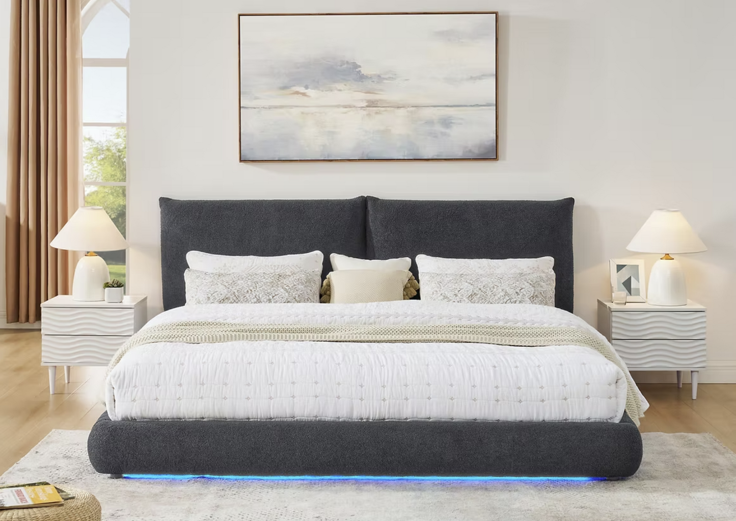 B200 Zima Grey Fabric Bed Frame