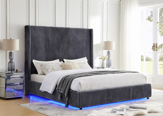 B300 Belinda Grey Velvet Bed Frame