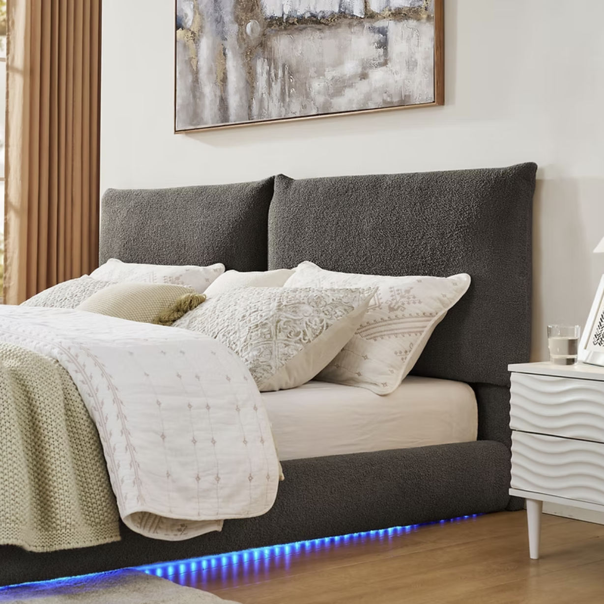 B200 Zima Brown Fabric Bed Frame