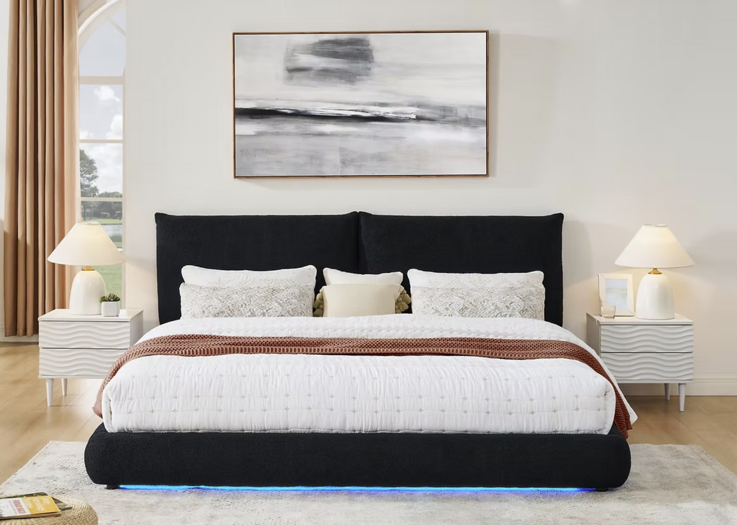 B200 Zima Black Fabric Bed Frame