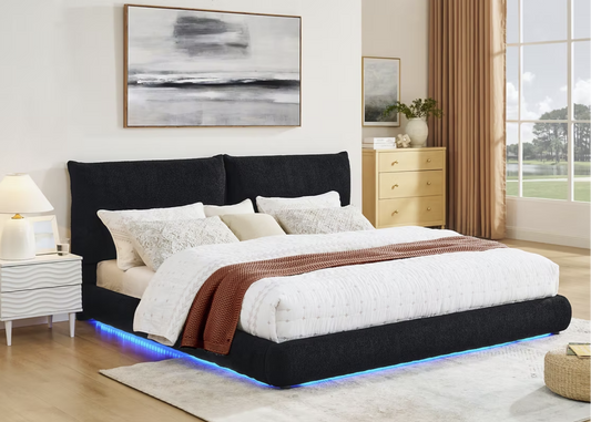 B200 Zima Black Fabric Bed Frame