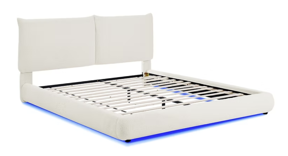 B200 Zima White Fabric Bed Frame