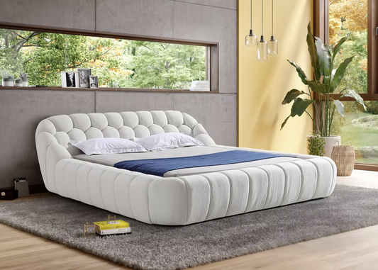 B127 Bubbles White Platform Bed Frame