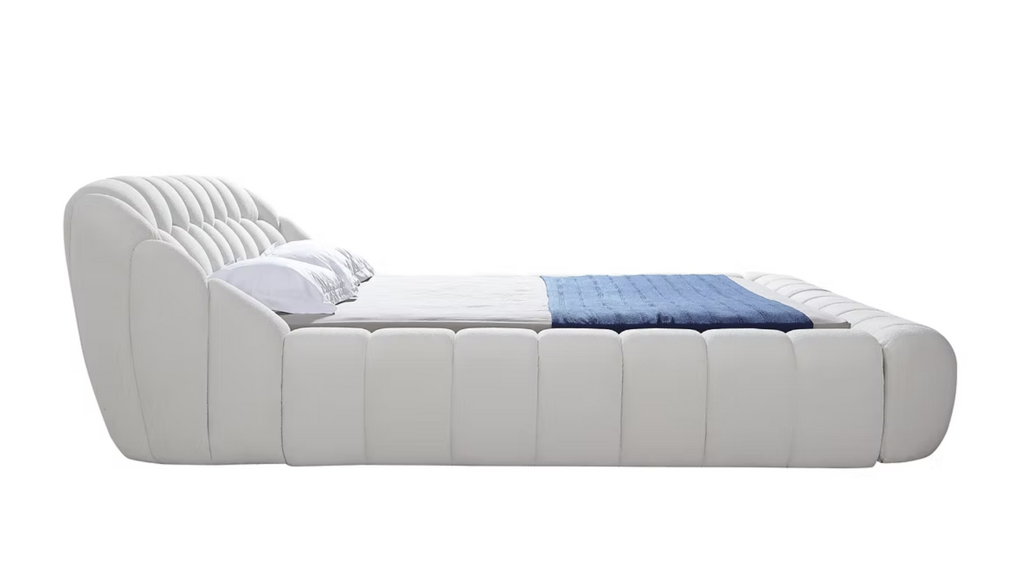 B127 Bubbles White Platform Bed Frame