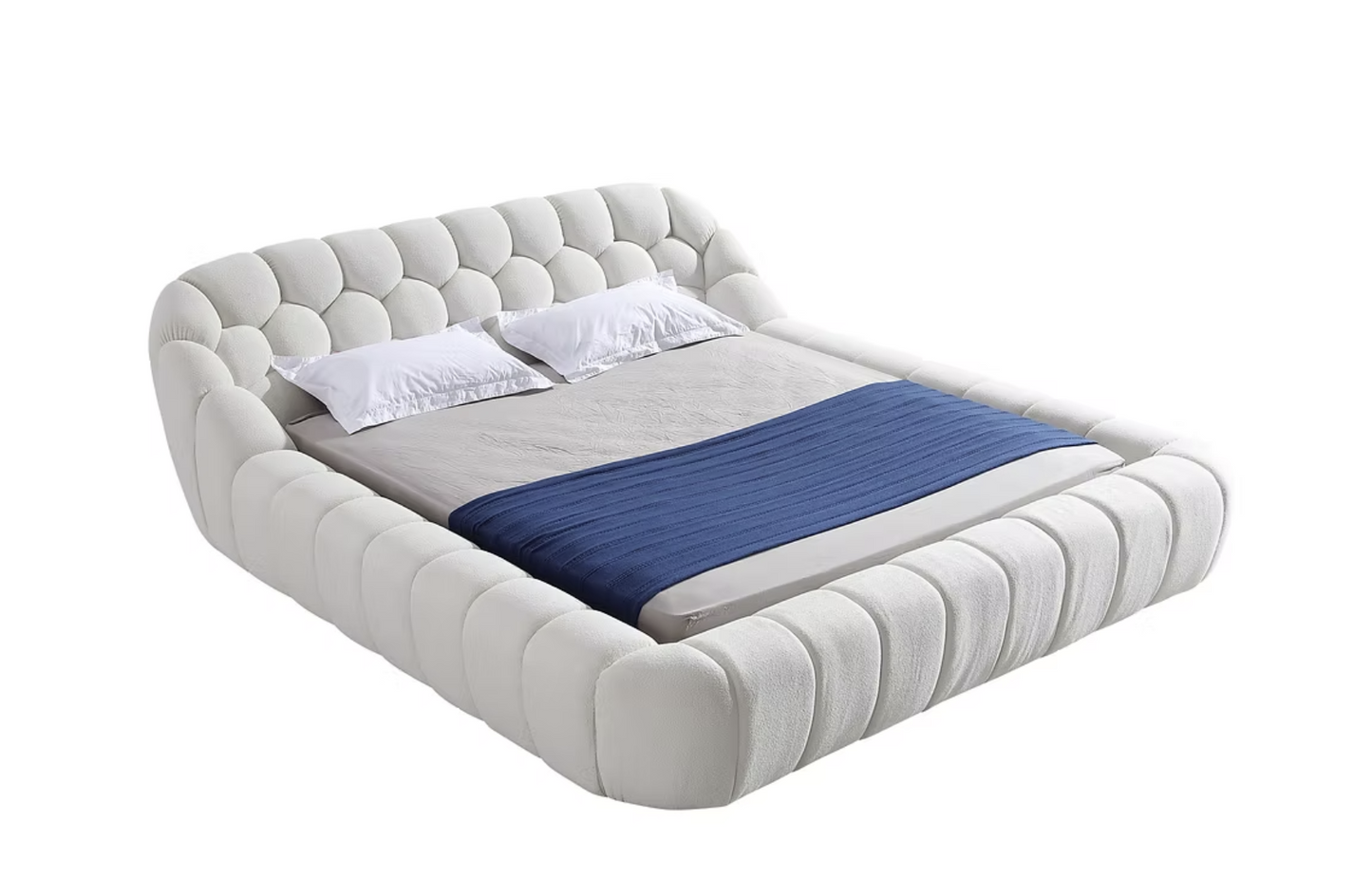 B127 Bubbles White Platform Bed Frame