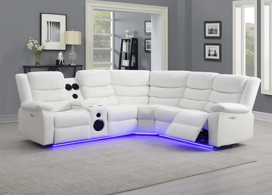 S8787 Sonic LED White Power Reclining Sectional