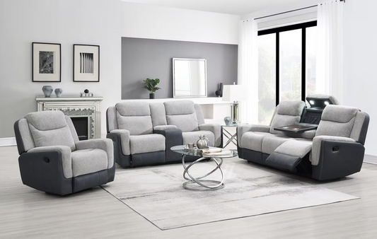 S9870 Wilbert Grey Fabric Reclining Sofa Set