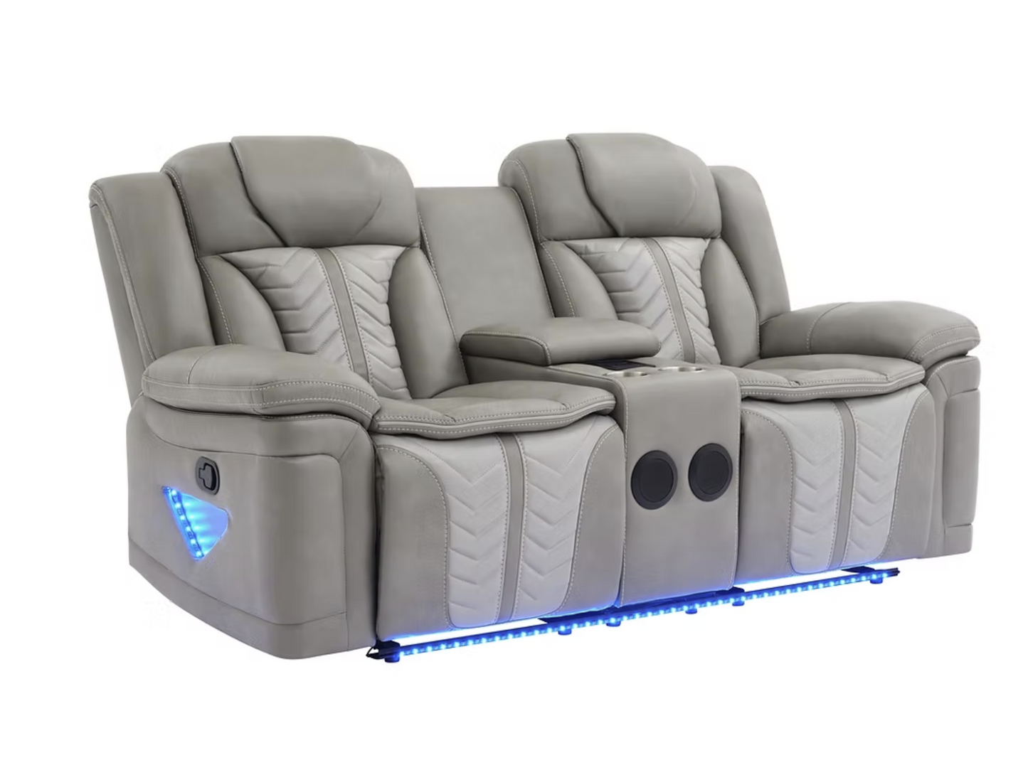 S2025 Innova Grey Leather Reclining Sofa Set