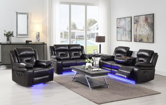 3pcs S8098 Concord Dark Brown Reclining Sofa Set