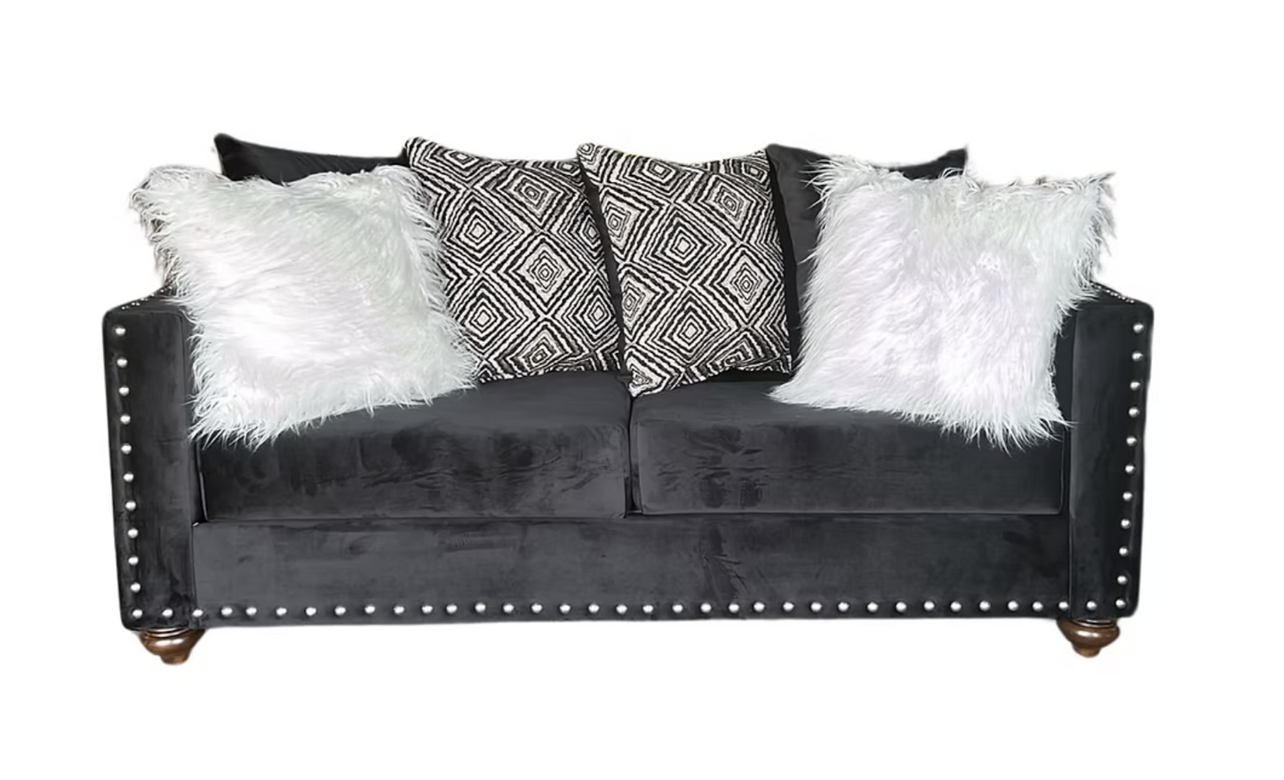 S315 Black Velvet Sofa & Loveseat