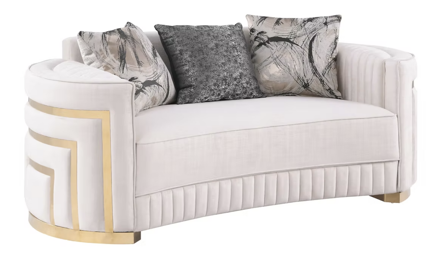 3pcs or 2pcs S3300 Minerva Cream Velvet Sofa, Loveseat & Chair