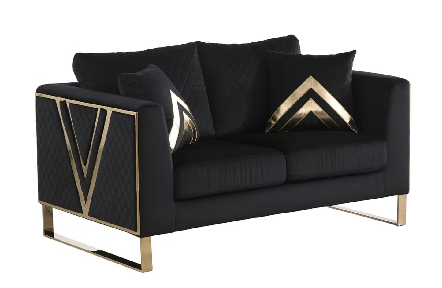 3pcs or 2pcs S1300 Vista Bonita Black Velvet Sofa Loveseat & Chair