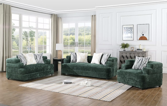 3pcs or 2pcs S1400 Stepso Green Boucle Sofa, Loveseat & Chair